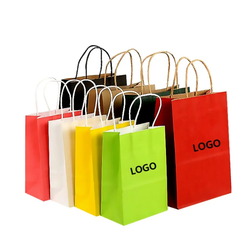 

Оптовая продажа, роскошные подарочные пакеты для покупок из крафт-бумаги с вашим собственным логотипом