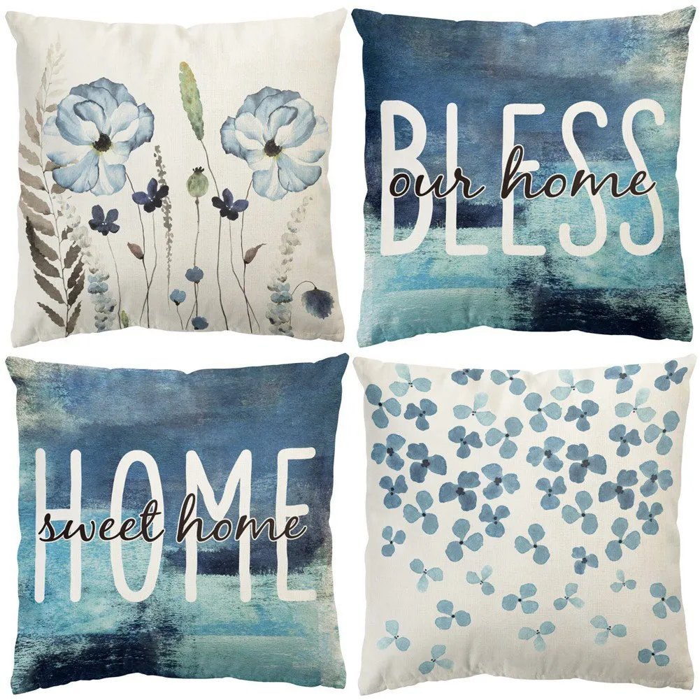 

Watercolor Flower Pillow Covers 18X18 Set of 4 Farmhouse Throw Pillows Home Decorations Cushion Cover for Couch