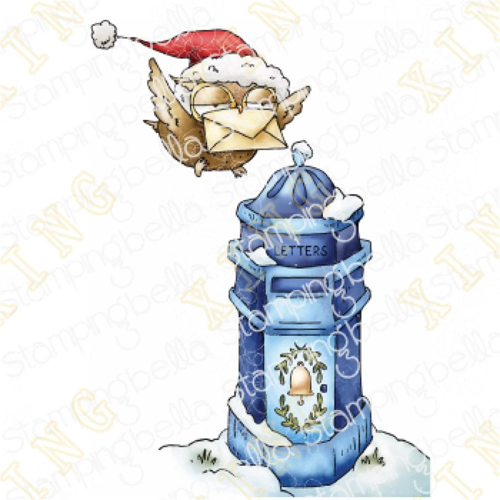 

Clear Stamps Metal Cutting Dies Embossing Mold Scrapbook Paper Template Decoration 2022 New Arrival Holiday Owl Sending a Card