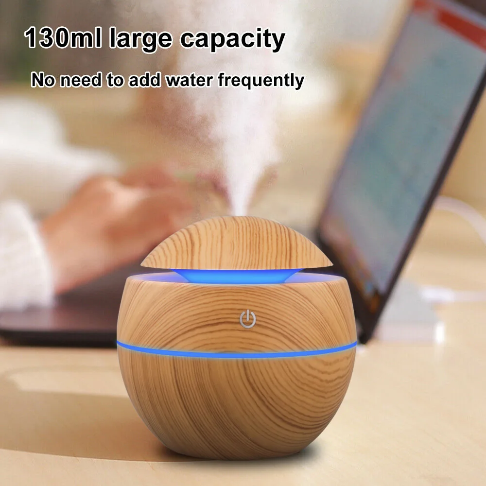 

Electric Humidifier Air Aroma Diffuser Wood Ultrasonic 130ML Air Humidifier Essential Oil Aromatherapy Cool Mist Maker For Home