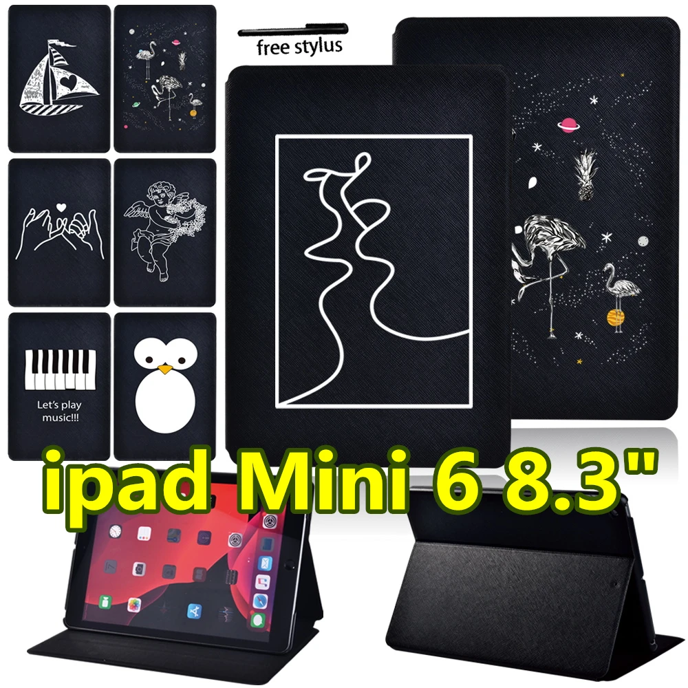 

Tablet Case for Apple IPad Mini 6 8.3 Inch 2021 A2567 A2568 A2569 Case Simple Pattern Ultra Thin Portable Leather Stand Cover