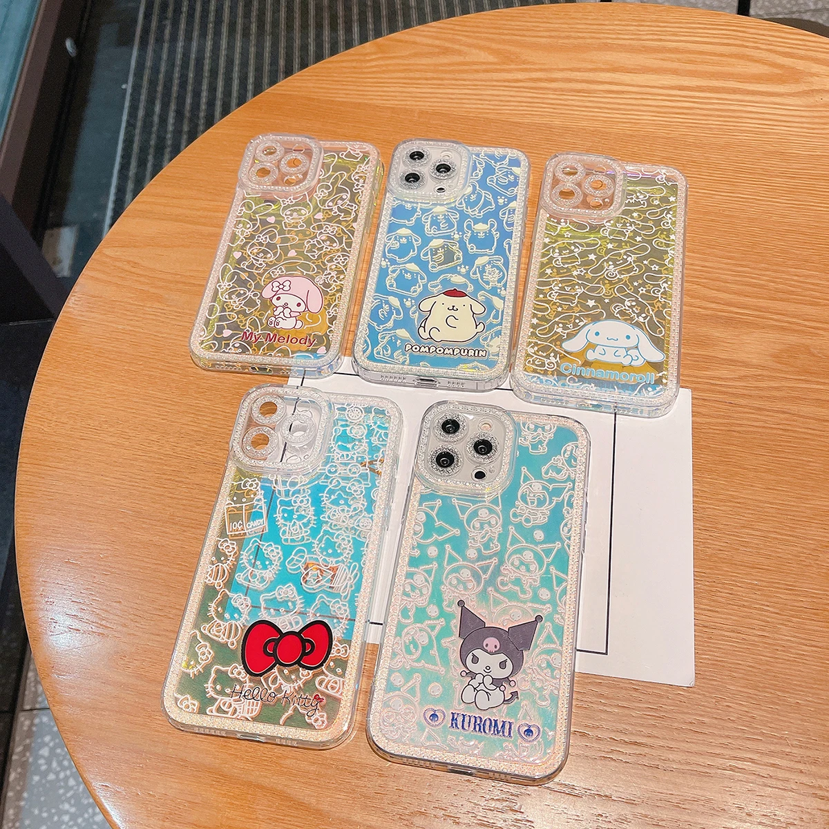 

Hello Kitty Kuromi My Melody Cinnamoroll Phone Case For Iphone 11 12 13 Pro Max X Xs Xr 7 8 Plus Transparent Laser Light Cover