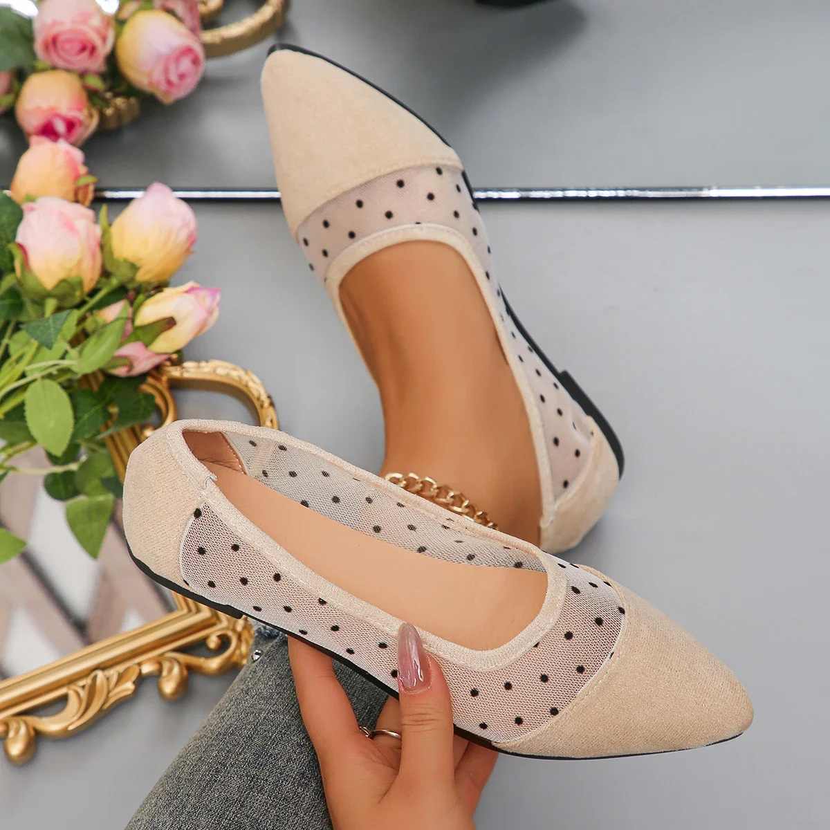 Женские сетчатые дышащие туфли мягкая подошва Нескользящие плоская