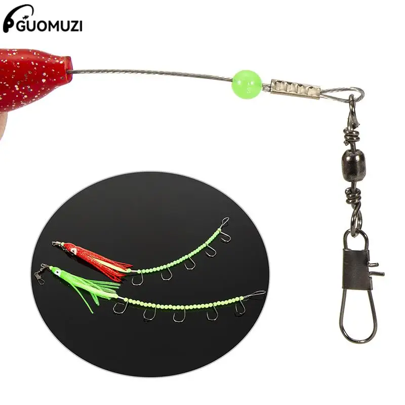 

1PCS Tropical Nocturnal Octopus Squid Fishing Rod Guides Hook Luminous Gear Bead Fishhooks With 5 Wire Hooks