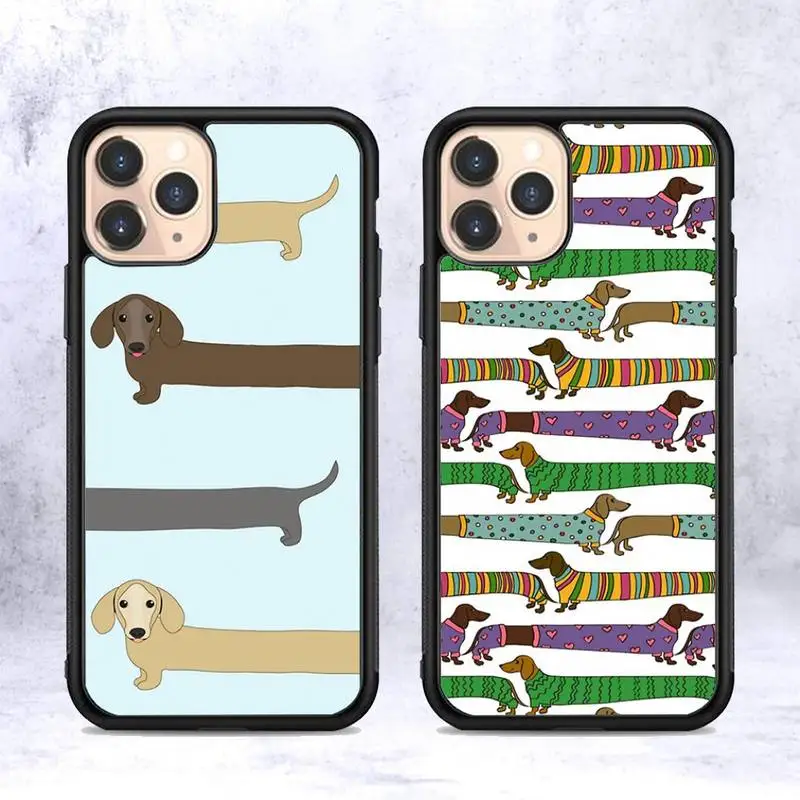 

TOPLBPCS Cartoons Dachshund Bulldog Phone Case Silicone PC+TPU Case for iPhone 11 12 13 Pro Max 8 7 6 Plus X SE XR Hard Fundas