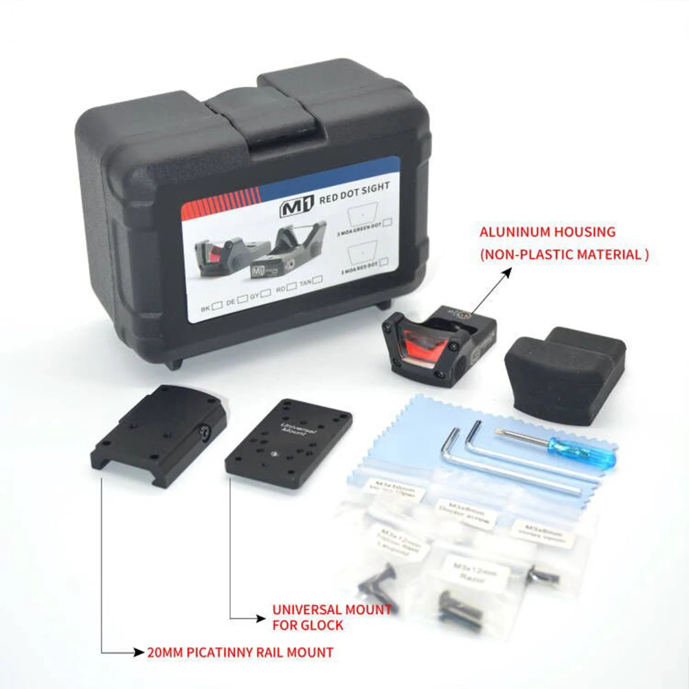 

Rmr M1Red Dot Sight Reflex Hunting Rifle Scope Holographic Sight with Glock mount for airsoft Pistol Outdoor Shooting Hunting