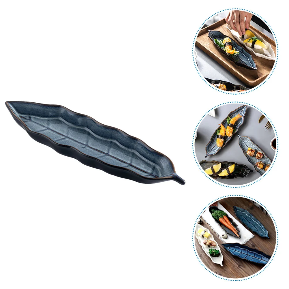 

Plate Sushidish Ceramic Tray Decorative Salmon Shaped Leaf Practical Style Japanese Display Serving Sashimi