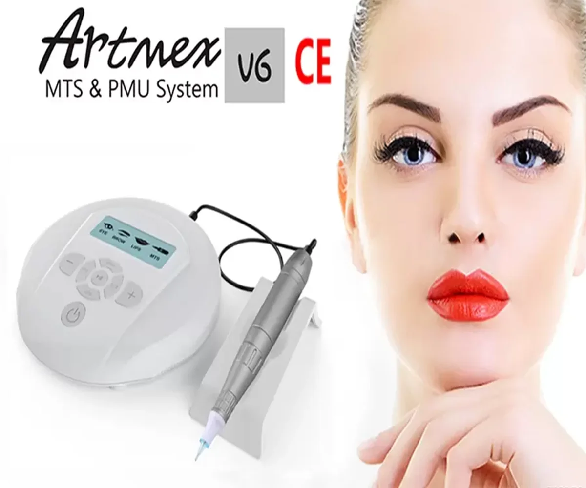 

Permanent Makeup Eyebrow Tattoo machine With Digital Control Panel Micropigmentation Device Lip Pen Artmex V6 with 5 needles GF