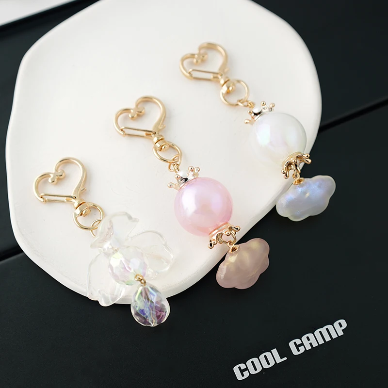 Роскошные имитирующие жемчужные бусины облако резиновый брелок для ключей цепи держатель кисточка сумка Пряжка Кулон для автомобиля Брелки X218