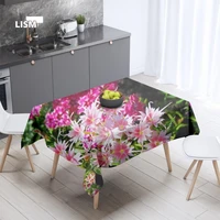 customizable new beautiful flower tablecloth dustproof washable cloth rectangular and round table cover for wedding decoration