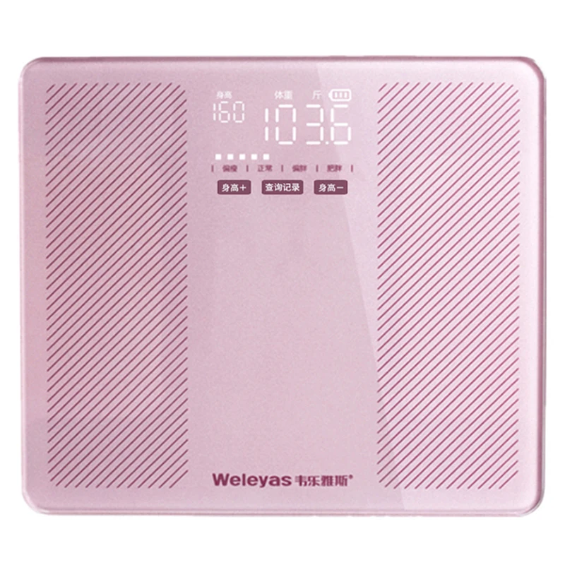 

Cute Digital Weight Bathroom Scale Body Electronic Glass Pink Balance Precision Scales Led Pese Personne Household Items 50