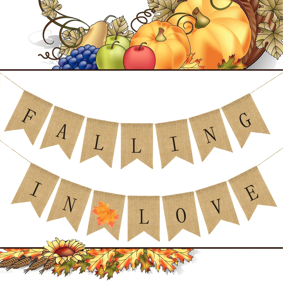 

Linen Banner FALLING IN LOVE Letters Hanging Flag Bunting Banners for Thanksgiving Day Party Decorations