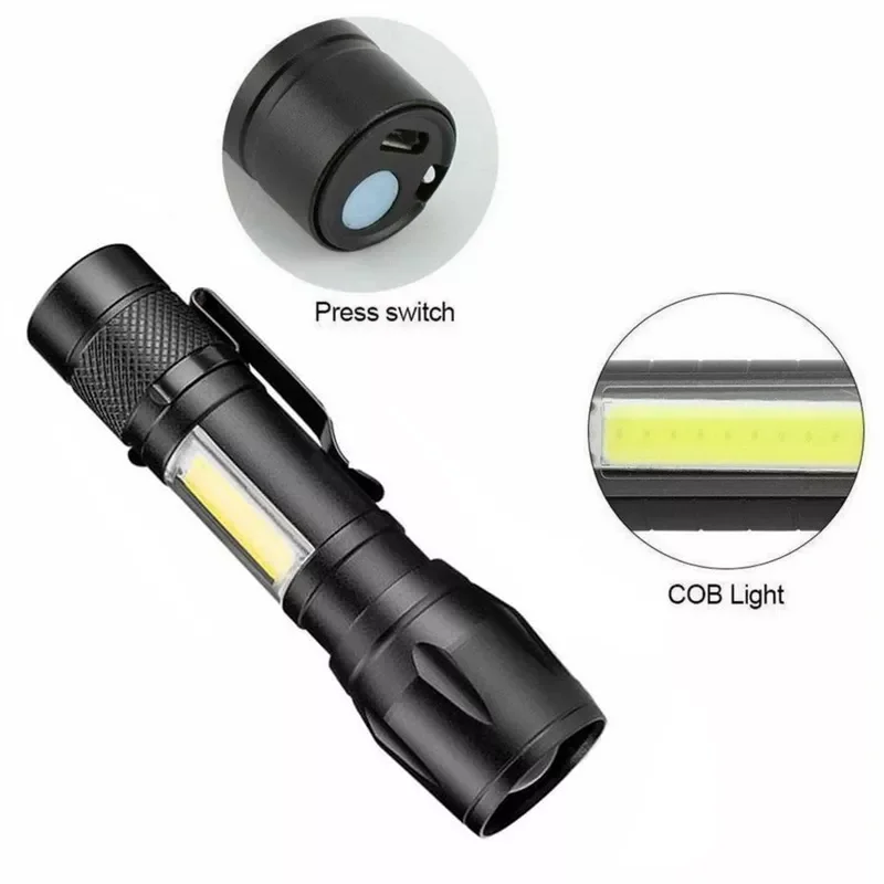 

Фонарик для кемпинга на открытом воздухе с COB-матрицей, многофункциональный светодиодный фонарь с фокусировкой, зарядка через USB, мощное осв...