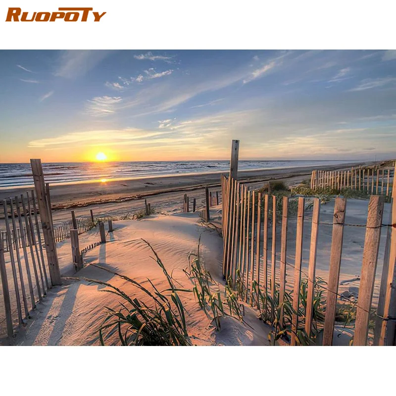 

RUOPOTY 5D Diamond Painting Seaside Embroidery Landscape Full Drill Diamond Mosaic Sunset Cross Stitch Kits Wall Art