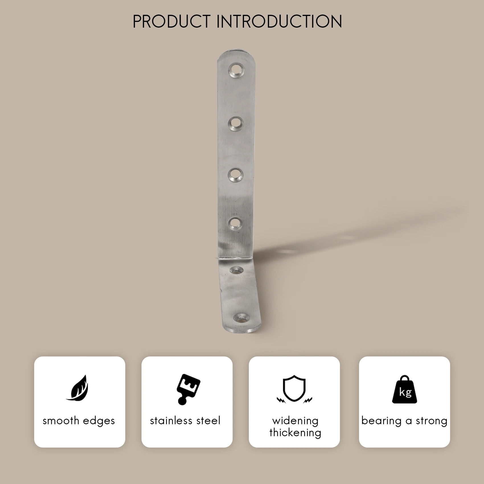 L-образный угловой кронштейн из нержавеющей стали 125x75 мм