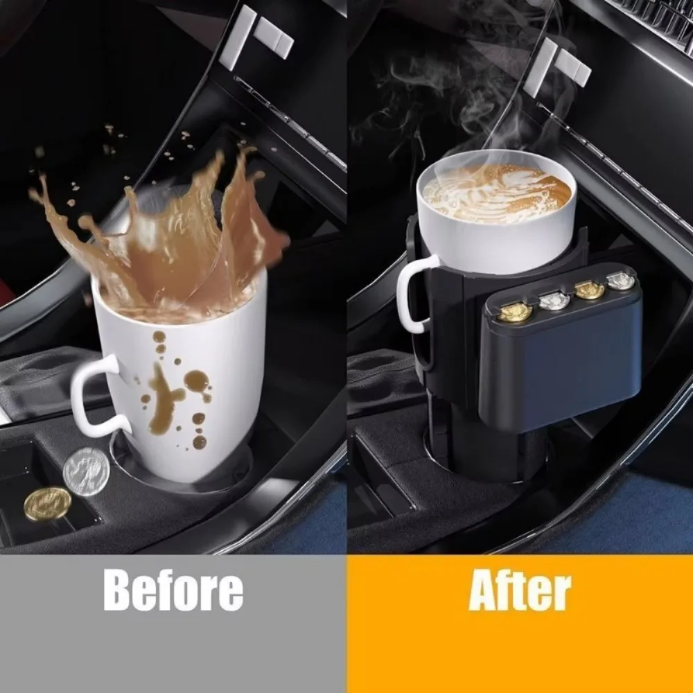 Автомобильный подстаканник 2-в-1 с органайзером для монет регулируемое основание