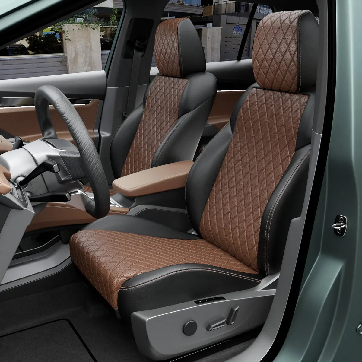 Чехлы на сиденья Mercedes Vito W447 3 2014-2024 Черный Темно-Коричневый |