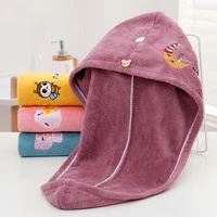 coral velvet hair drying cap thickening strong water absorption quick drying embroidery towel cute cartoon ladie hair drying cap