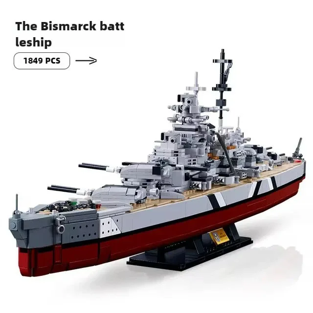 MOC Sluban WW2 военный боевой корабль Германия KMS Bismarck линкор строительные блоки