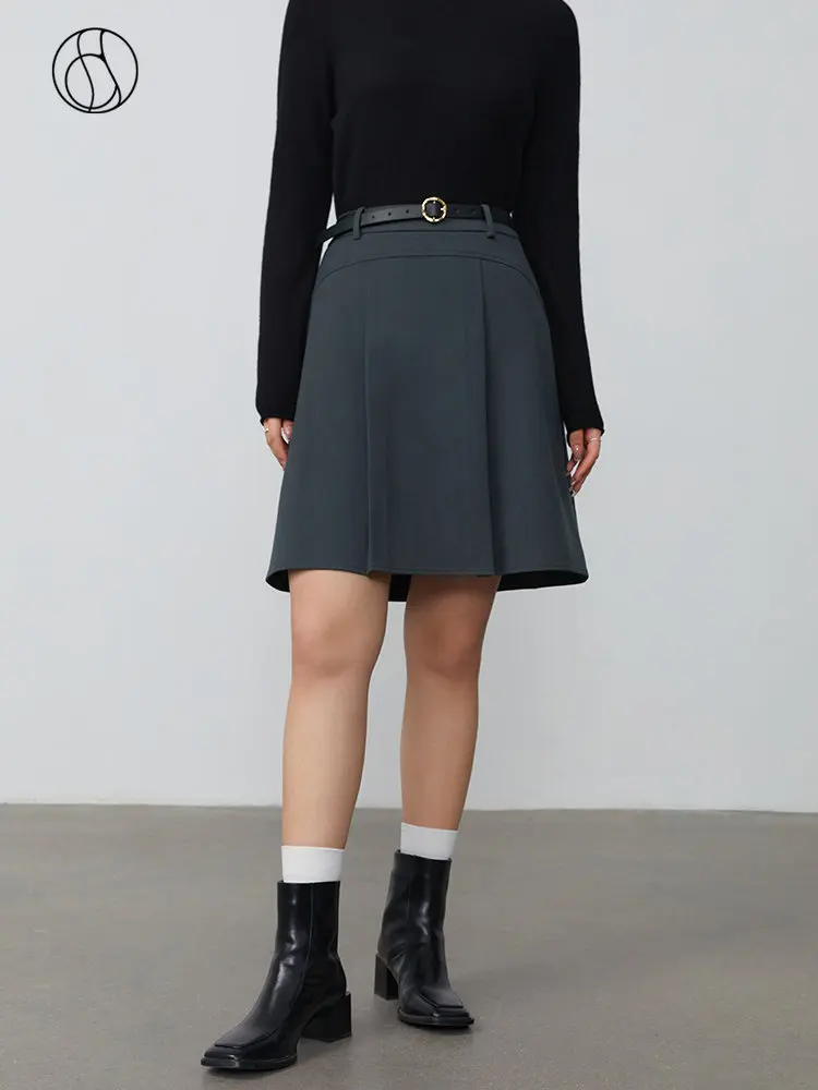 

Юбка DUSHU Женская выше колена, элегантная серая плиссированная дизайнерская офисная простая однотонная Зимняя юбка с завышенной талией