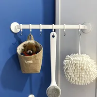 Bathroom Hook Rack With 6 Hook Wall Hook Storage  Clothes Towel Hanger Kitchen Organizer Tool Spoon Hanging Space Saver