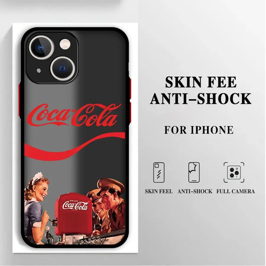Phone Case for iPhone 16 Pro 11 12 Mini 13 14 15 Max 7 8 Plus XR XS MAX FashionC-Coca-C-Cola Cover Matte Shell