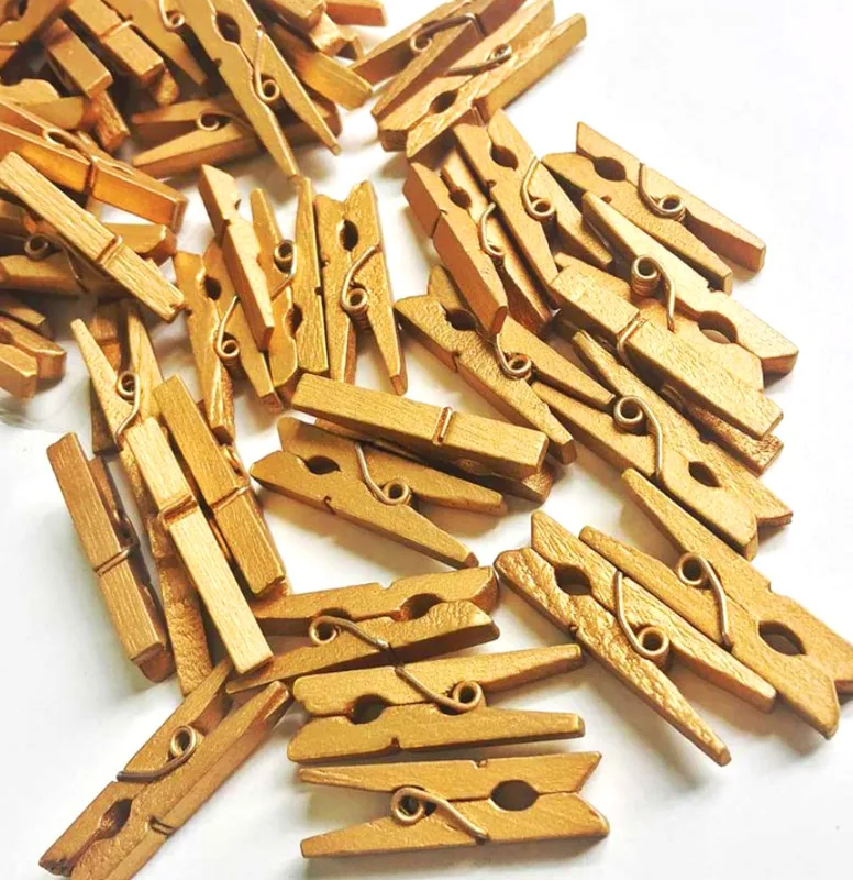 

100'lü Gold Wood Photo Album Pegs 2.5cm (10'lu Paket-1000 Piece)