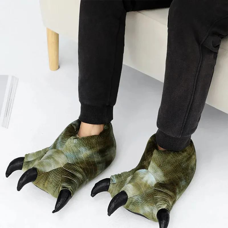 

Тапочки Hug Dinasour Paw, мужские Креативные 3D Шлепанцы из искусственного меха, роскошная мужская обувь для дома, обувь для пола из ПП хлопка