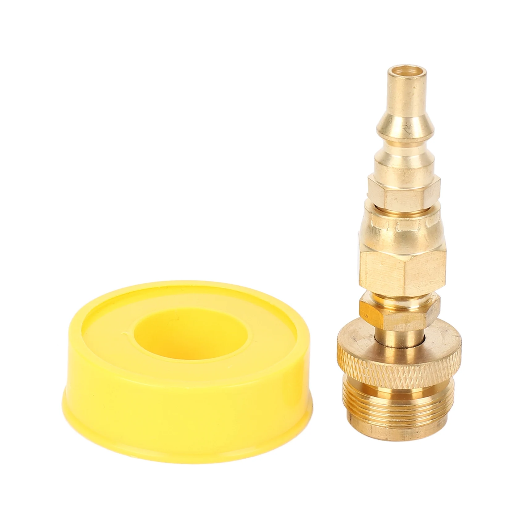 

1LB Propane Regulator Adapter 1in -20 Male Throwaway Cylinder to 3/8in Male Flare and 1/4in Quick Connect Plug Fitting