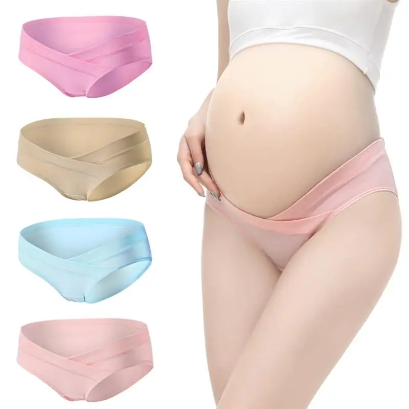 

4pcs Supple Pure Cotton Low Waist Maternity U-Shaped Nursing Panties Underwear No Antibacterial Lingerie Belly Support Panties