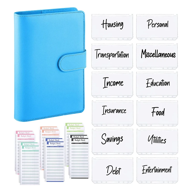 

25Pcs A6 PU Leather Budget Binder Set, Binder Cover Personal Planner Binder for Money Saving Cash Envelopes System