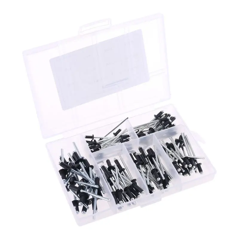 

120Pcs/set M2.4 M3.0 M3.2 M4 Black Aluminium Blind Rivets Nail Decoration Pop Rivets For Furniture Assortment Kit