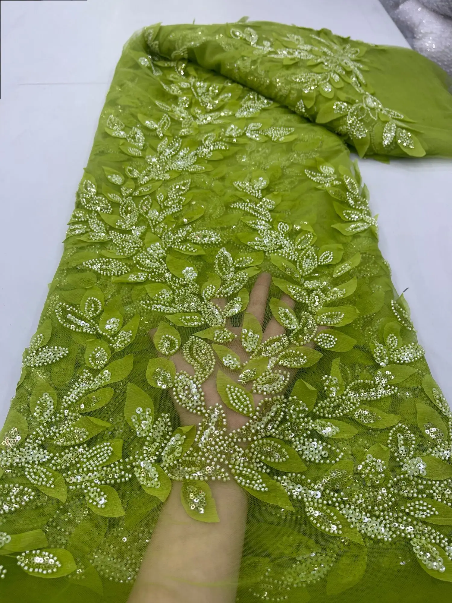 Роскошный 5 ярдов новейший африканский тюль 3d Цветы вышитая французская сетчатая