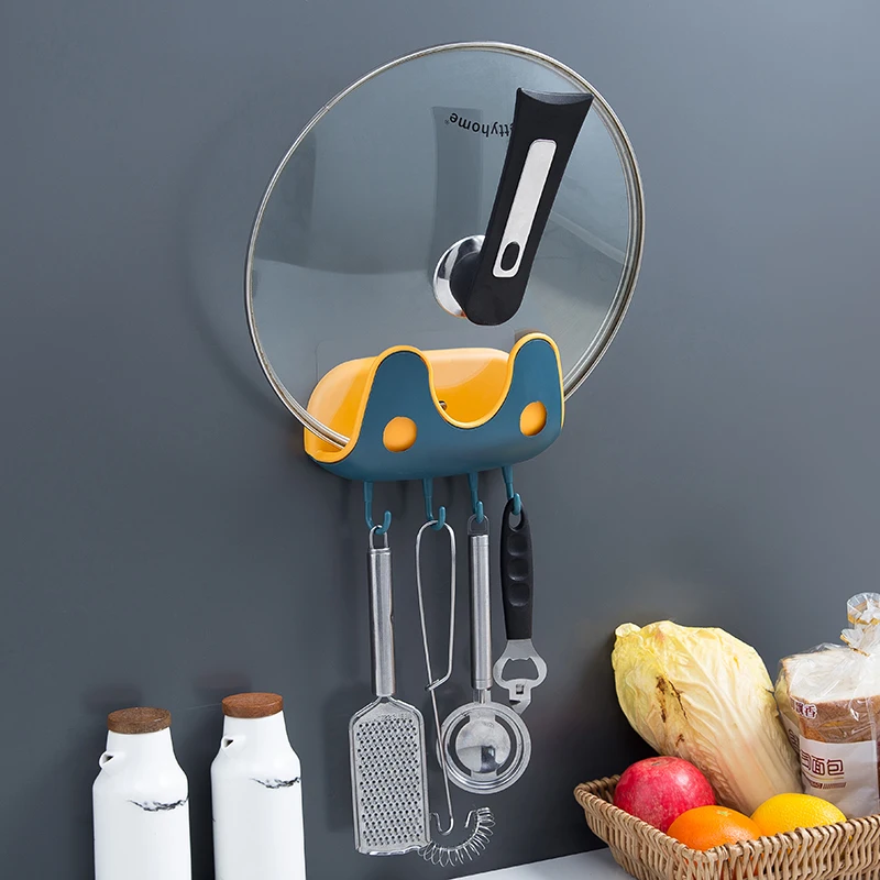 

Multifunctional Kitchen Storage Rack Wall-Mount Hook Pot Cover Chopping-Board Holders Kitchen Utensil Organizer Accessories