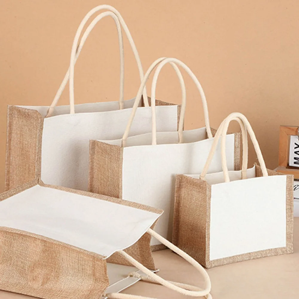 

Tote Purse Bag Shopper Women Bag Cloth Shopping Jute For Grocery Burlap Capacity Bag Female Eco Handbags Large Bag Reusable Bag