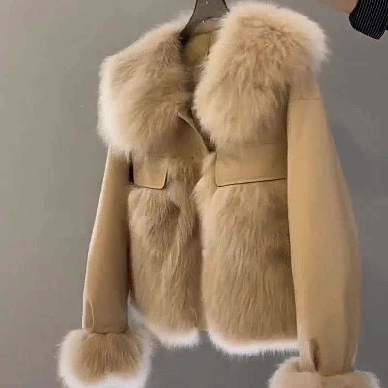 Faux Fox Fur Winter Clothes for Women Fashion 2022 New Elegant Coats Luxury Designer Europe and America Long Sleeves Y2k Jacket
