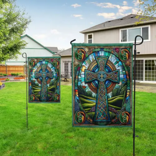 Ирландский кельтский крест-флаг Садовый флаг
