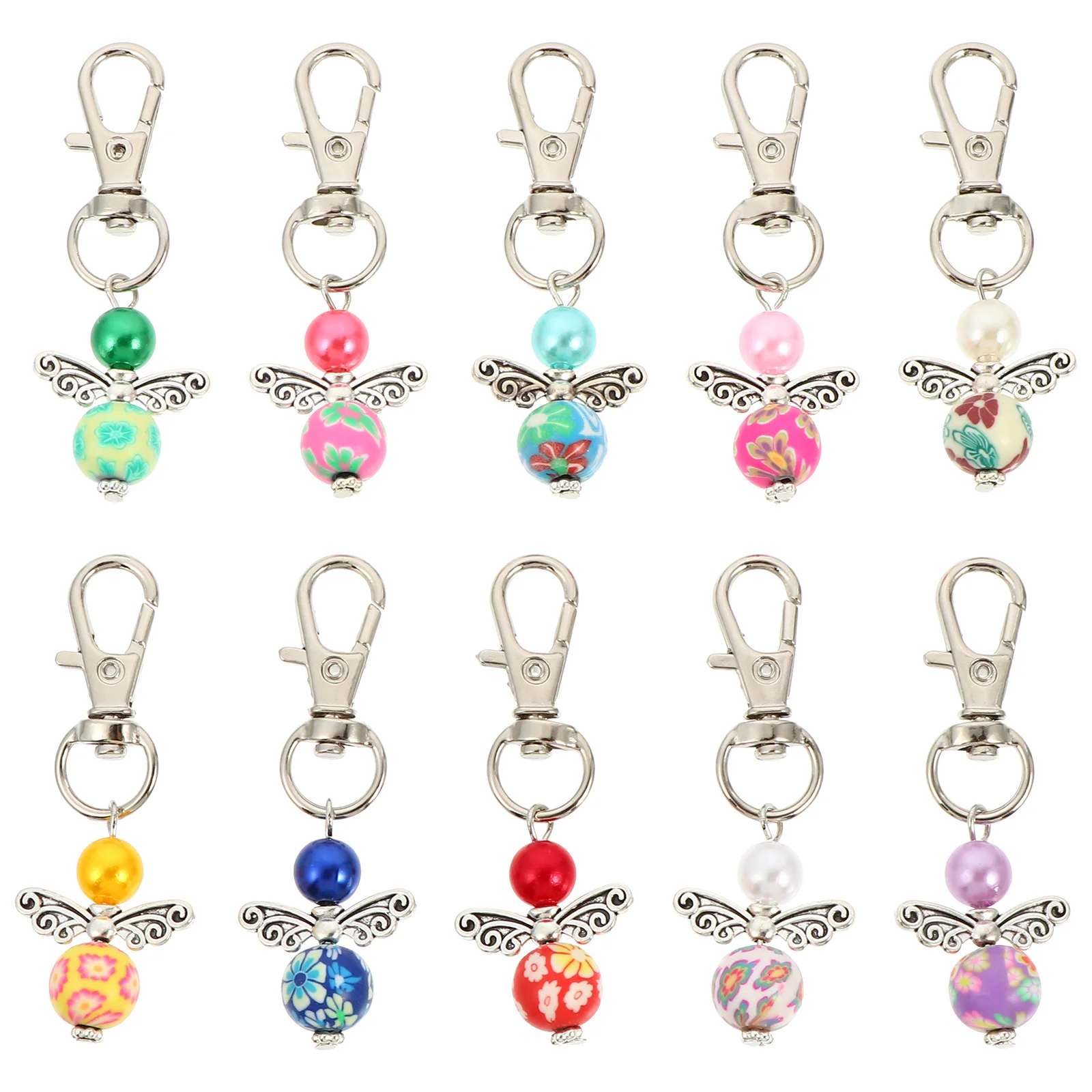 

10 Pcs Backpack Tote Alloy Keychain Favor Keychains Bride Ornaments Gifts Angel Wing Charms Guardian