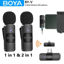 BOYA BY-V Wireless Lavalier Lapel Microphone for iPhone Android Cell Phone PC Computer Laptop Youtube Recording Streaming Vlog