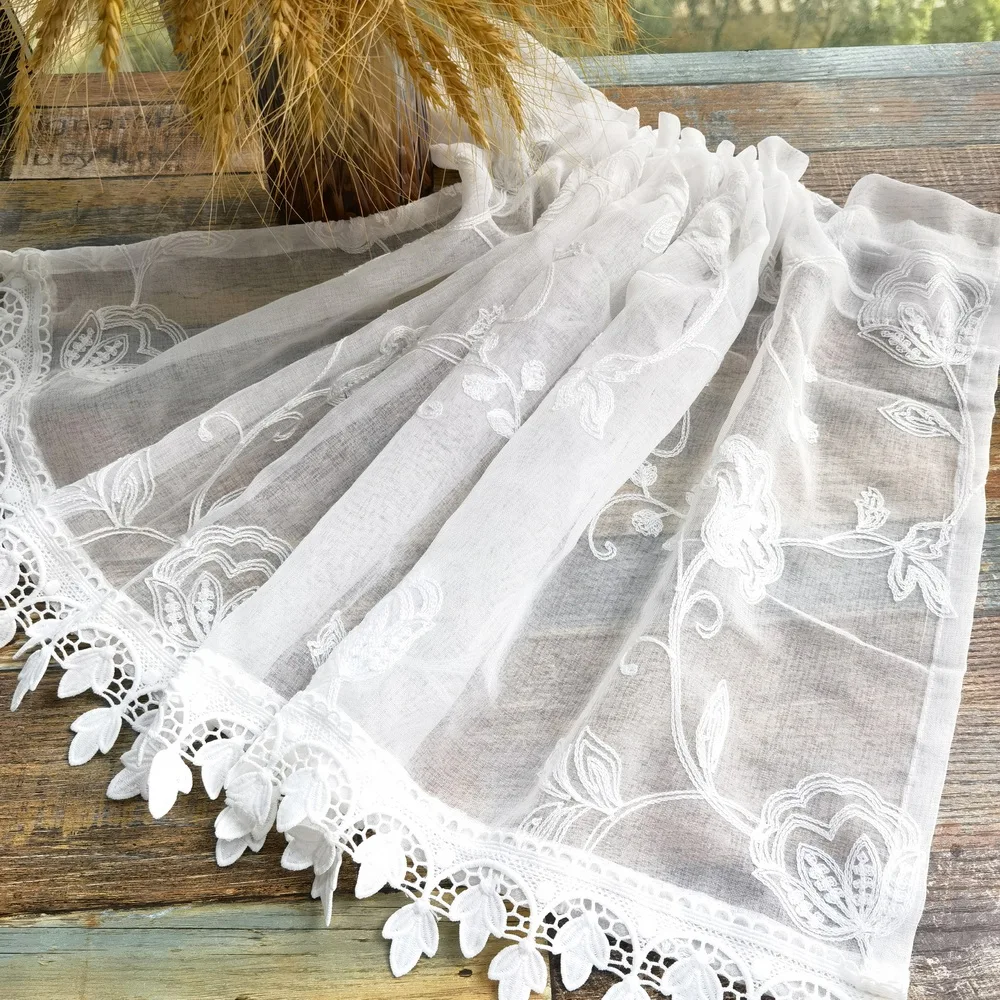 

Белые пасторальные тюлевые шторы AiFish