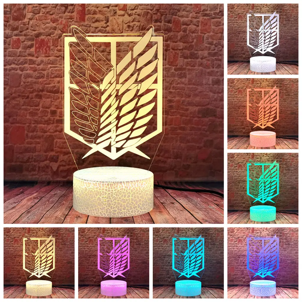 

Attack on Titan LOGO Model 3D Illusion LED Sleeping Nightlight 7 Colors Change Japan Manga Anime action & toy figures