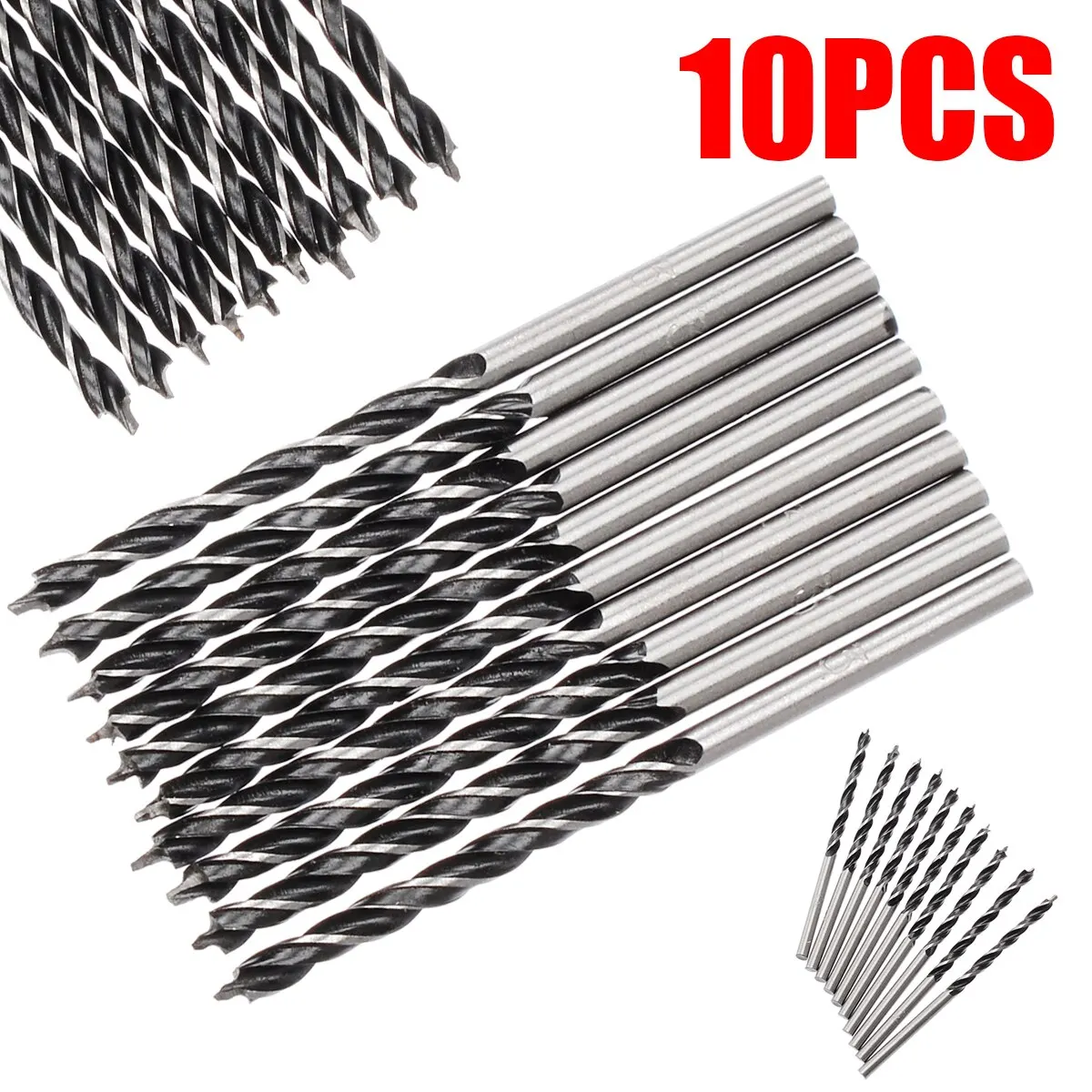 

New 10Pcs 3mm Diameter Twist Drill Bit Wood Drill Bits With Center Point Woodworking Hand Drilling Tool High Strength Hardness