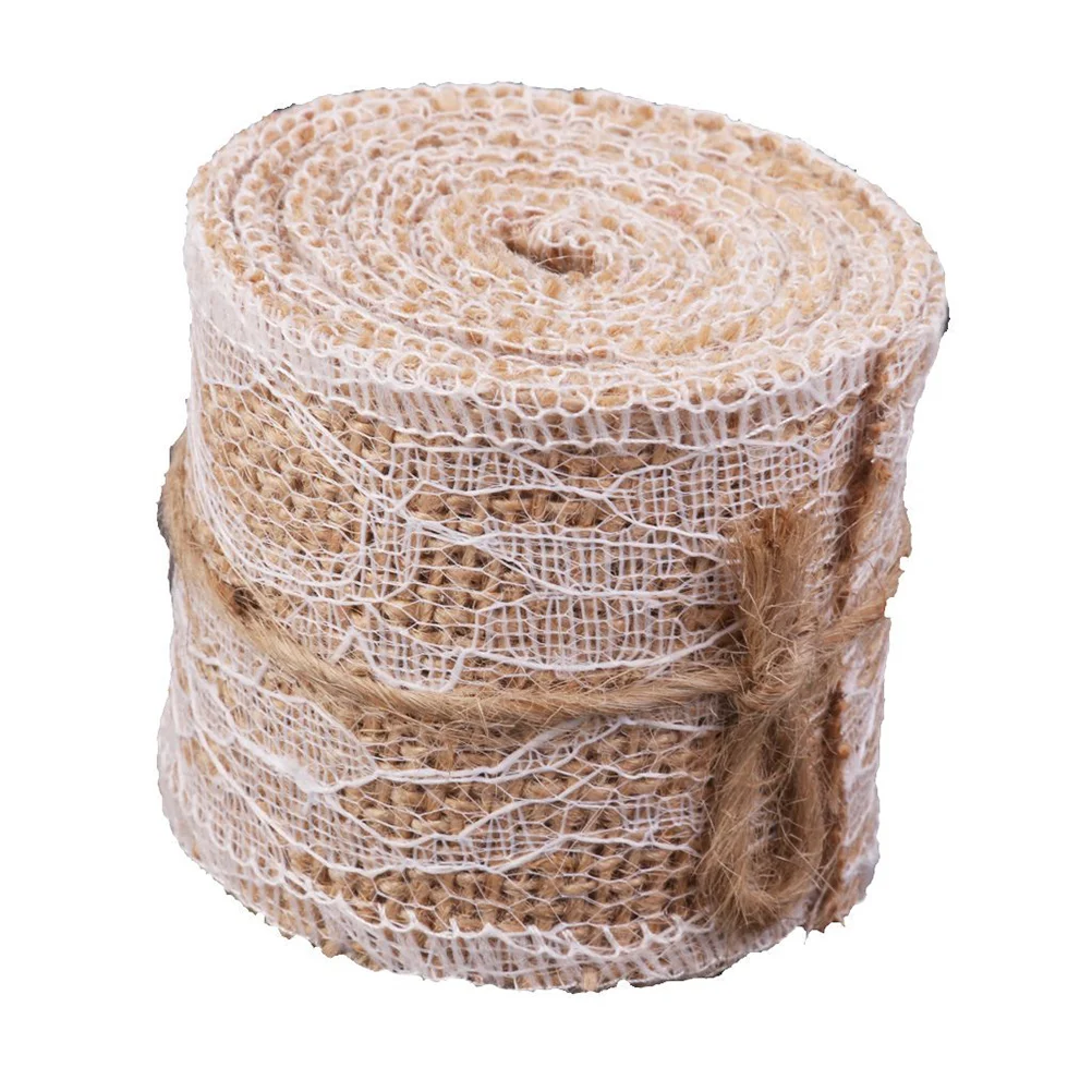 

2M Burlap Ribbon for DIY Crafts Home Wedding Decoration (Brown)