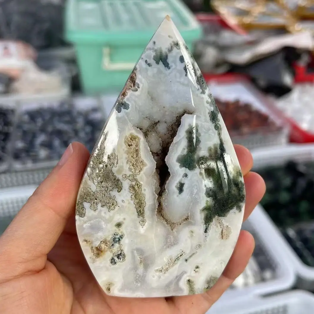 

New Beautiful Products Natural Moss Agate Torch Crystal Crafts, Home Decor,Healing Health Gems