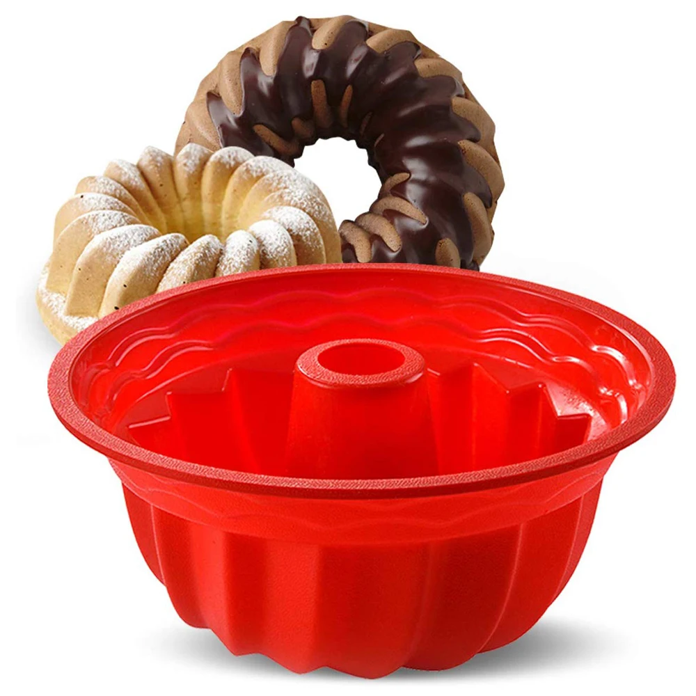

Cake Molds Silicone 9 Inch Bakeware Non-Stick Mousse Chiffon Pudding Jelly Ice Creams Red Blue Large Hollow Round Kitchen Tools