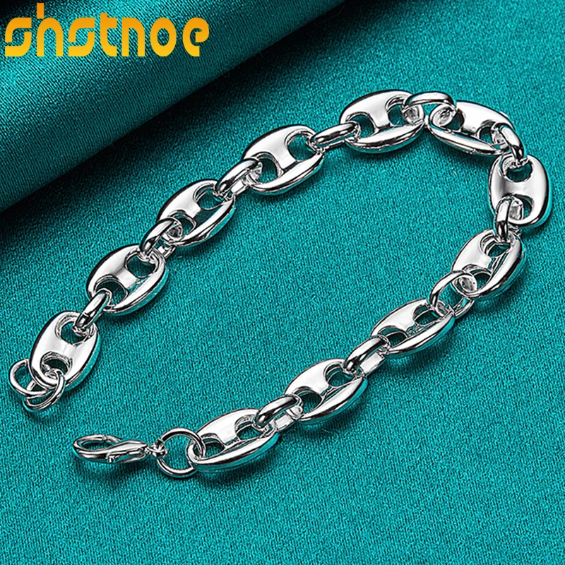

925 Sterling Silver Pig Nose Chain Bracelet For Women Men Party Engagement Wedding Gift Fashion Charm Jewelry