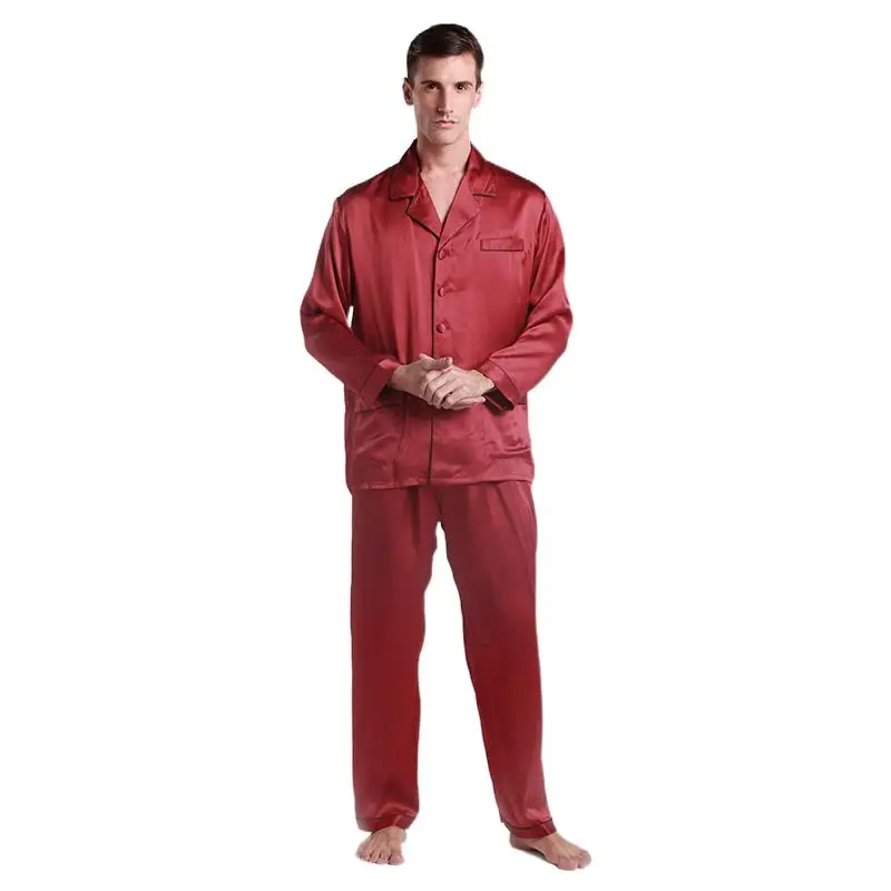 100% Real Silk Pajamas Set For Men 22 Momme Luxury Natural With Contrast Trim Men's Clothing Sleepwear Femme