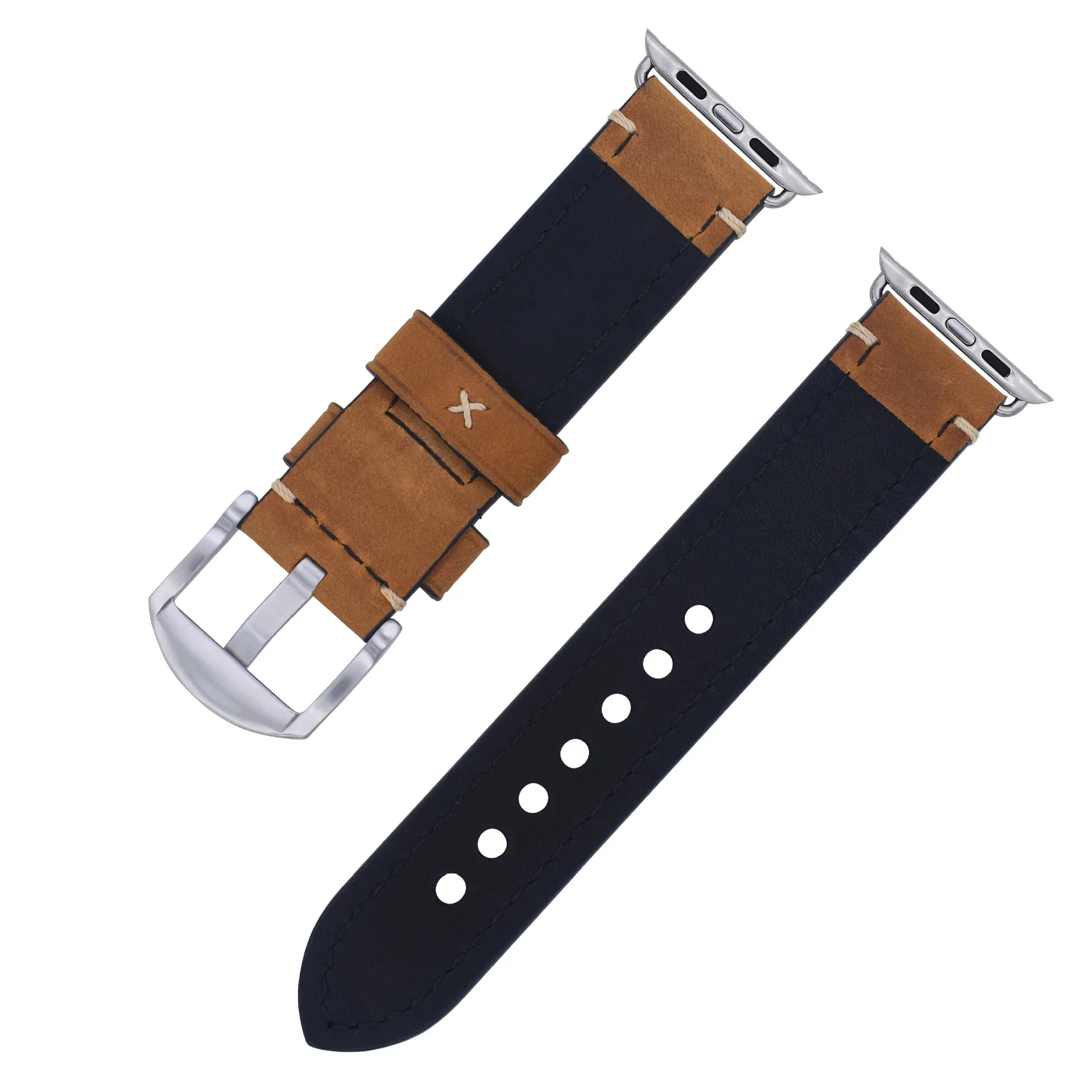 Applicable to Apple S7 watch apple iwatch watch strap top layer crazy horse leather needle buckle watch8 watch strap watch band