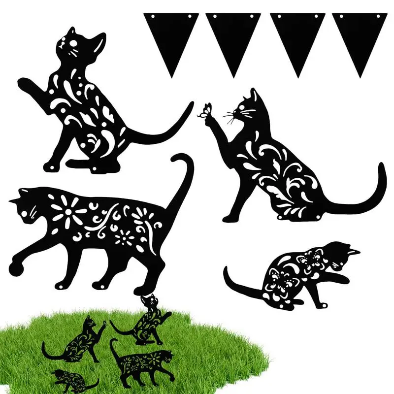 

Черная кошка, садовая стойка, уникальная черная кошка, искусство на Хэллоуин, статуя кошки для дома, подарок для друзей, 3/4 шт.