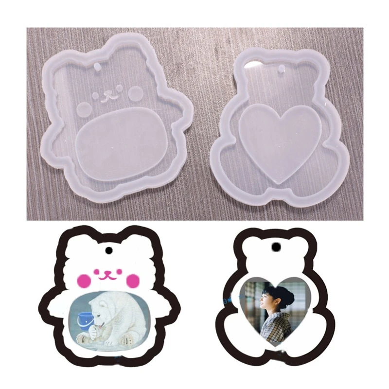 

R3MC Bear Pendant Moulds Animal Shape Photo Frame Epoxy Silicone Molds DIY Jewelry Making Fondant Cake Chocolate Decoration